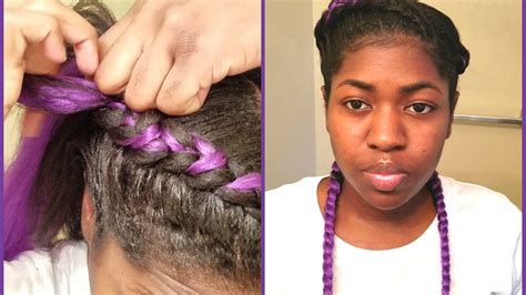 2 Purple Cornrows with Braiding Hair Extensions - YouTube