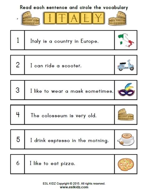 Italian Beginner Worksheets Worksheets For Kindergarten