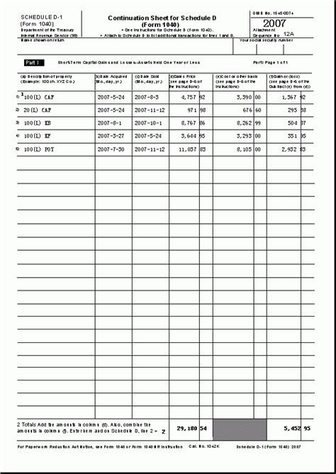 Printable Irs Form 1040 Schedule D Printable Forms Free Online
