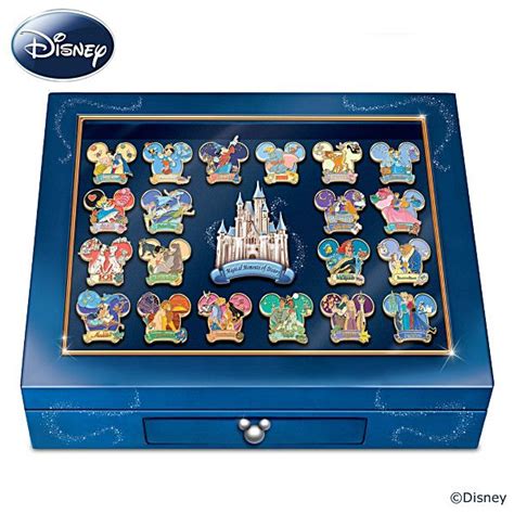 Disney Pin Collection With Collector S Cards And Display Disney Pin