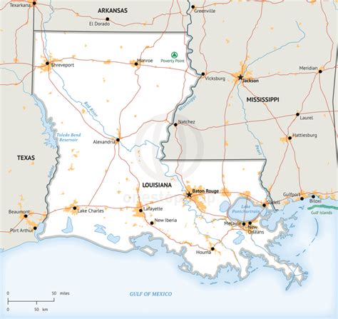 Free Vector Map Of Lousiana Outline One Stop Map