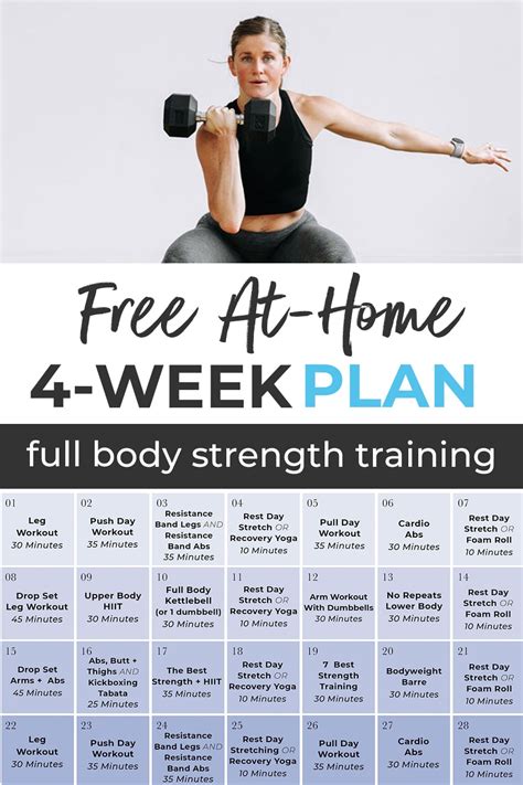 Free 4 Week Workout Plan For Women Full Body Nourish
