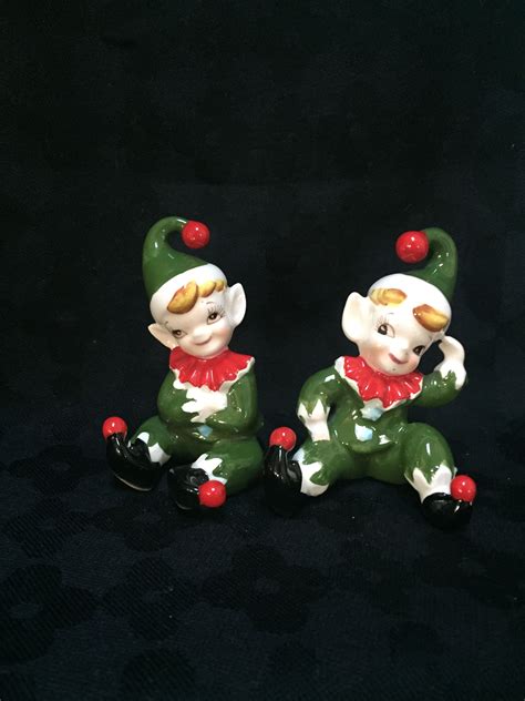 Vintage Christmas Elf Figurines Christmas Figurines Old Fashioned