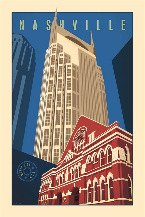 Nashville Vintage Style Travel Poster Etsy Travel Posters