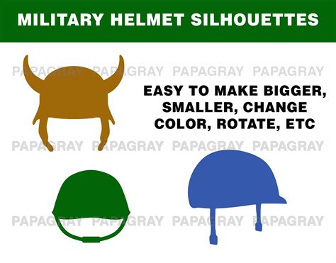 Military Helmets Silhouette Svg Pack 12 Designs Digital Etsy