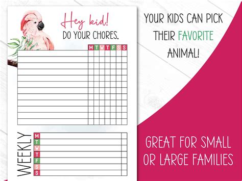 Animal Chore Chart For Kids Editable Printable Chore Etsy