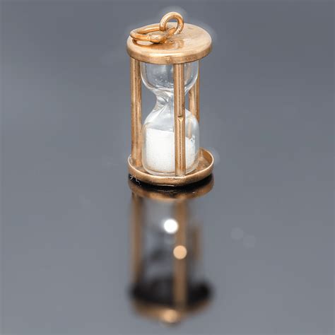 Vintage 14k Gold 3d Hourglass Charm Moving Sand