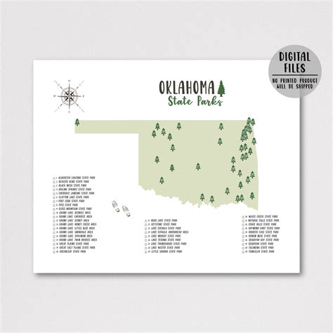 Oklahoma State Parks Map Oklahoma Map Print T For Traveler