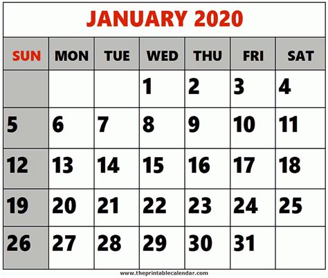 Get Printable Calendar Jan 2020 Calendar Printables Free Blank