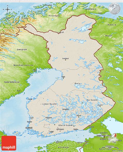 Shaded Relief 3d Map Of Finland Physical Outside