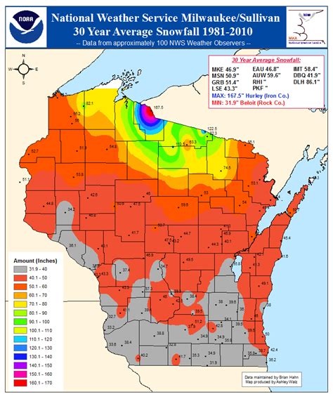 Average Snowfall Totals For Northeast Wisconsin