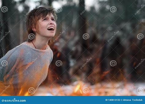 Burning Of Witch Stock Photo Image Of Young Tied Fire 140813132