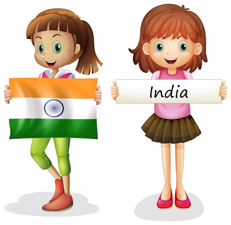 Girls With Flag Of India 445874 Vector Art At Vecteezy