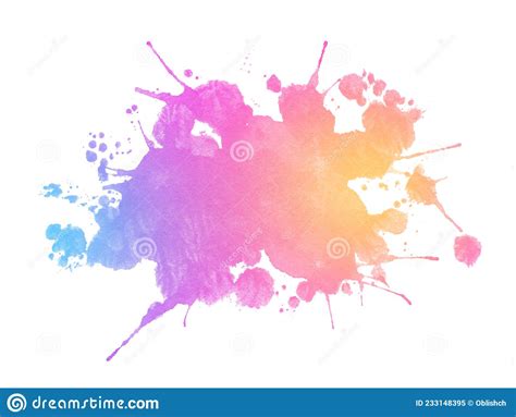 Colorful Gradient Watercolor Hand Painted Splash Background On White