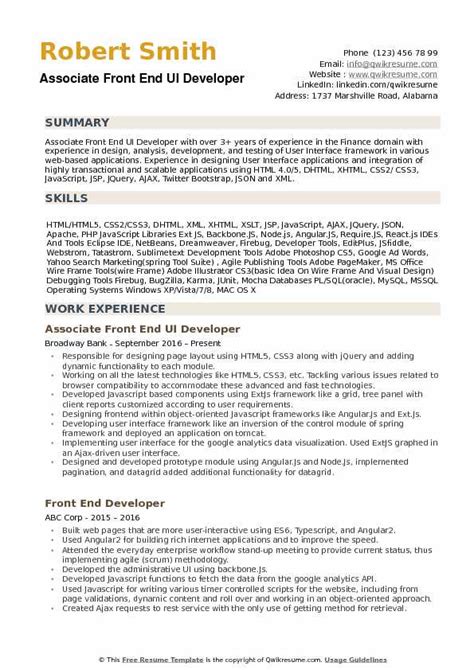 Sample front end developer resume—see more templates and create your resume here. Front End Developer Resume Examples - BEST RESUME EXAMPLES