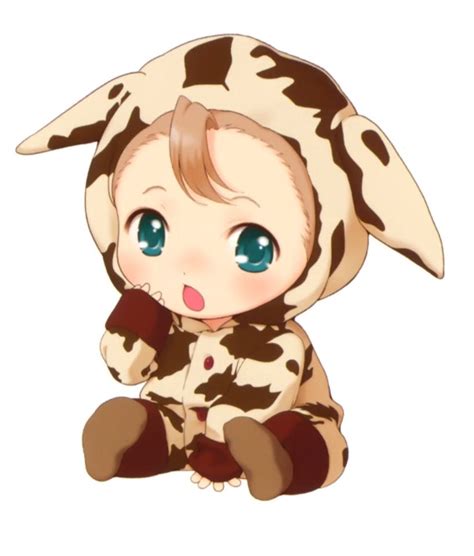 Anime Baby Girl In A Cow Outfit Anime Baby Cute Animal Drawings