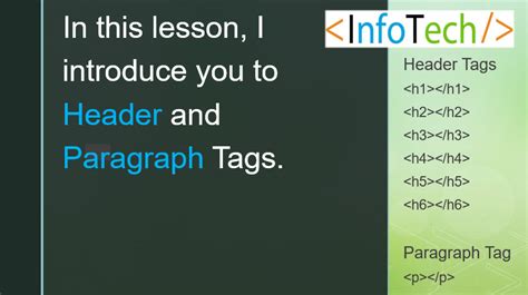 Intro To Html Header Paragraph Tags InfoTech Education Corp