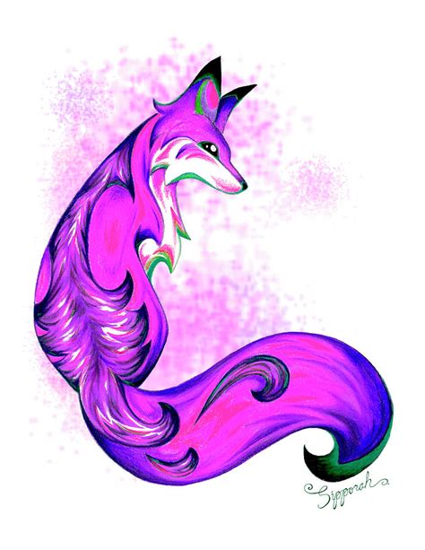 Purple Fantasy Fox Drawing By Sipporah Art And Illustration Fine Art