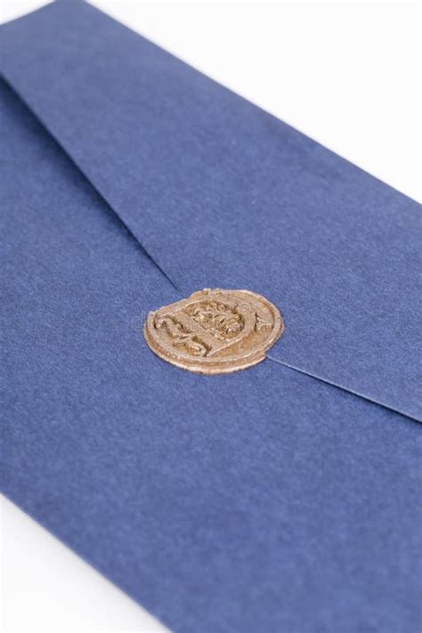 Mail Envelope Or Letter Sealed With Wax Seal Stamp Closeup Stock Photo