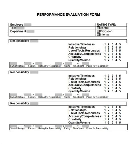 Free 7 Sample Performance Evaluation Forms In Pdf Ms Word