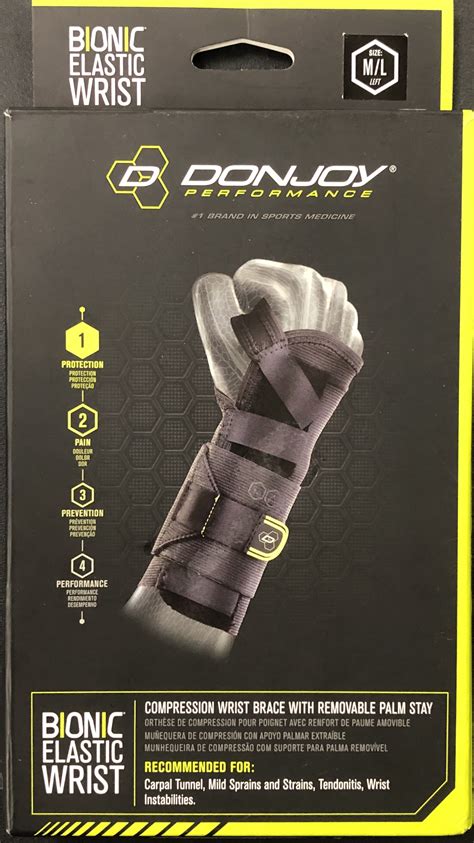 Donjoy Performance Bionic Elastic Wrist Brace Size Ml Left Hand Black 190446241614 Ebay