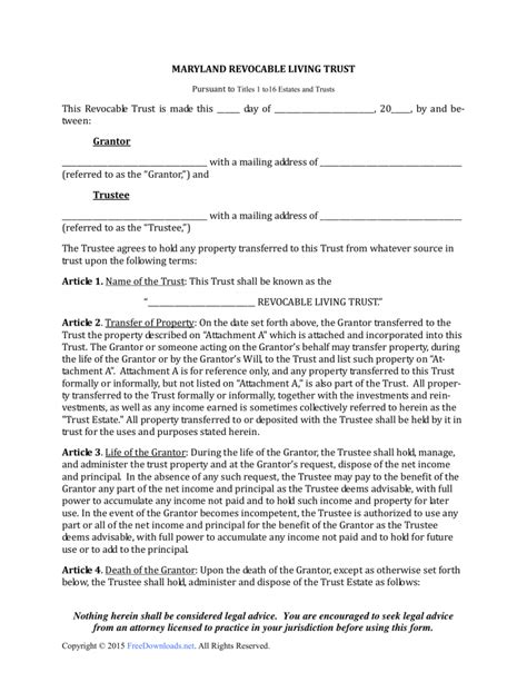 Revocable Trust Agreement Template