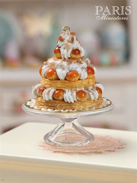 Three Tiered St Honoré French Pastry Miniature Food In 12th Scale