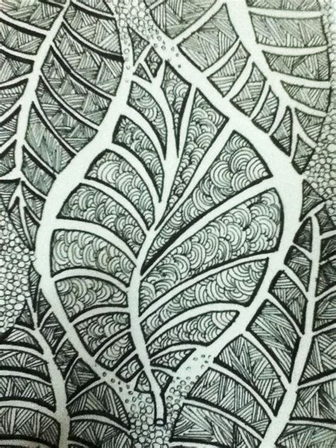 Zen Leaf Block Printing Fabric Doodle Art Fiber Art
