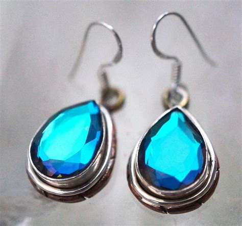 Glass Copper Sterling Silver Earrings Stone Gem Gemstone Natural