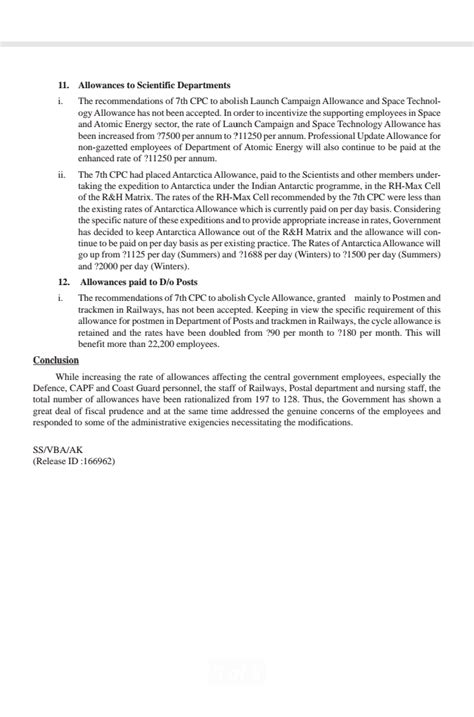Download 7th CPC Allowance Report In PDF SA POST