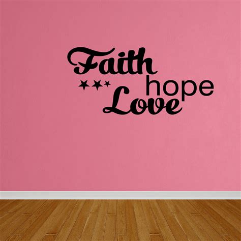 Wall Decal Quote Faith Hope Love Vinyl Wall Art Decal Words Lettering