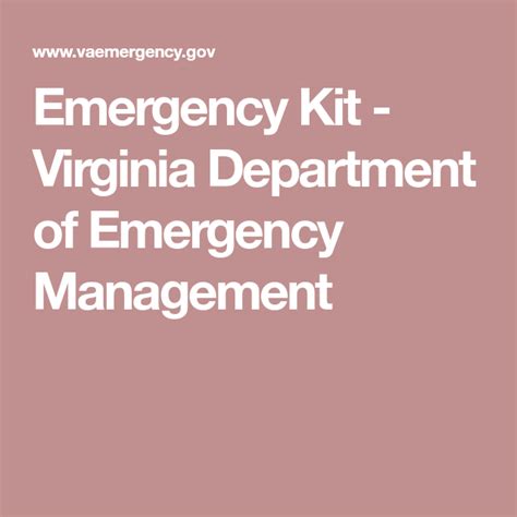 Emergency Kit - Virginia Department of Emergency Management | Emergency kit, Emergency ...