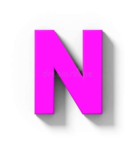 Letter N 3d Purple Isolated On White With Shadow Orthogonal Pr Stock