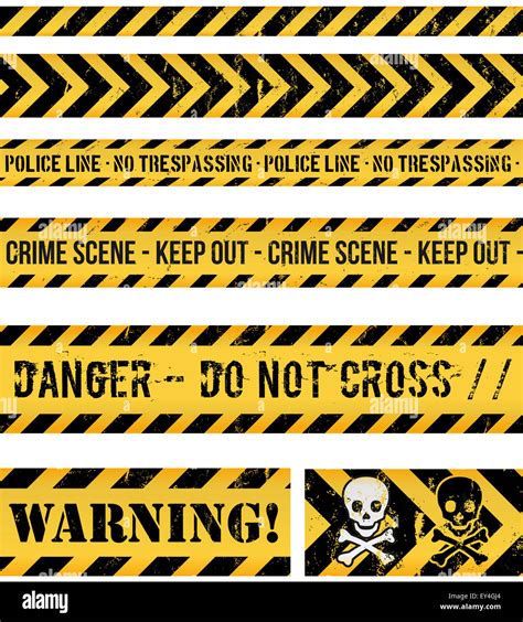 Illustration Of A Set Of Seamless Grunge Police Lines Danger Sign