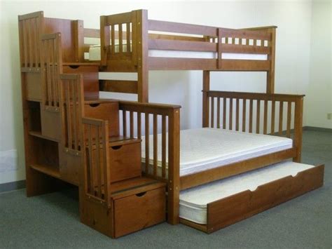 Bunk Beds Twin Over Full Stairway Dark Cherry Trundle Cool Bunk Beds Bunk Bed Designs Bunk