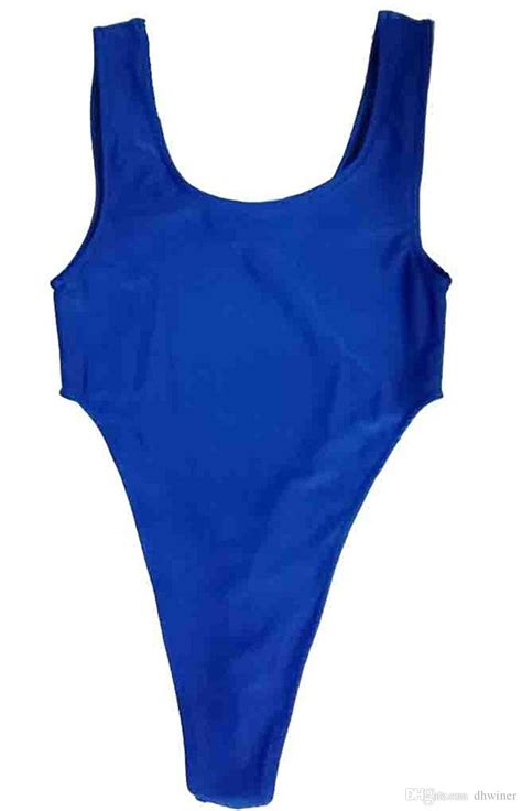 2021 Women Sexy One Piece Thong Swimsuit Solid High Cut Swimwear From