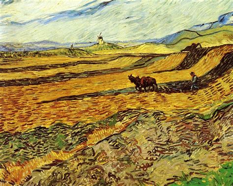 Field And Ploughman And Mill 1889 Vincent Van Gogh