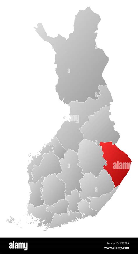 Political Map Of Finland With The Several Regions Where North Karelia