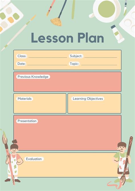 Free Printable Customizable Art Lesson Plan Templates Canva