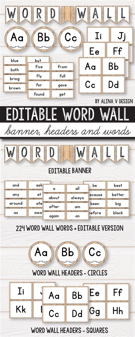 Editable Word Wall Letters Farmhouse Classroom Decor Kindergarten Classroom Decor Word Wall
