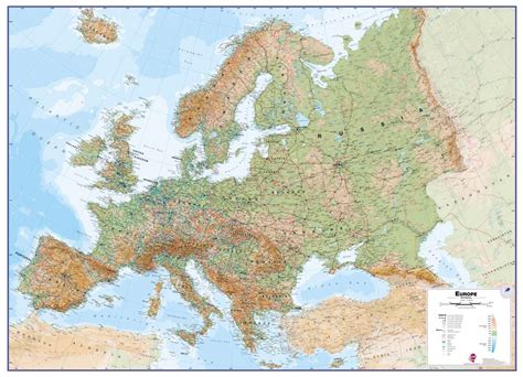 Wandkaart Europa Natuurkundig X Cm Maps International Reisboekwinkel