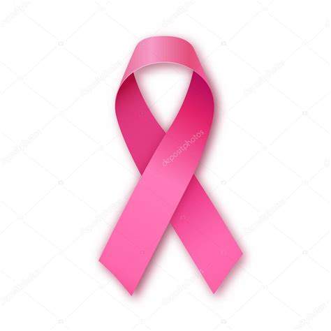 Icono de cinta rosa realista brillante símbolo de conciencia del cáncer de mama