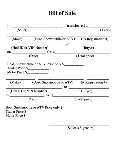 Boat Bill Of Sale Form Free Printable Printable Templates