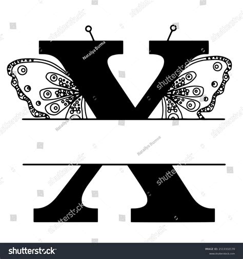 Letter X Butterfly Silhouette Wings Butterfly Stock Vector Royalty
