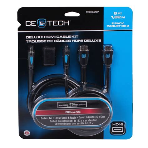 Commercial Electric 6 Feet Deluxe Hdmi Cable Kit 2 Pack The Home