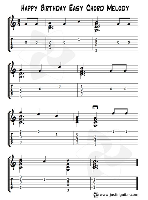 Print free 'happy birthday to you' sheet music. Happy Birthday Guitar Chord Melody Sheet Music | GUITAR ...
