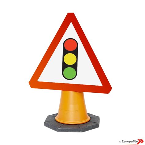 Traffic Control Ahead Uk Temporary Road Sign Cone Mounted