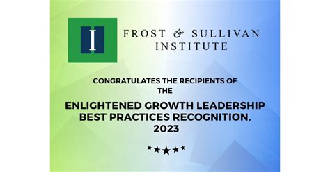 Frost And Sullivan Institute Honors Sustainability And Growth
