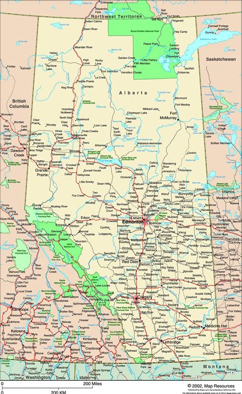 Alberta Canada Political Wall Map