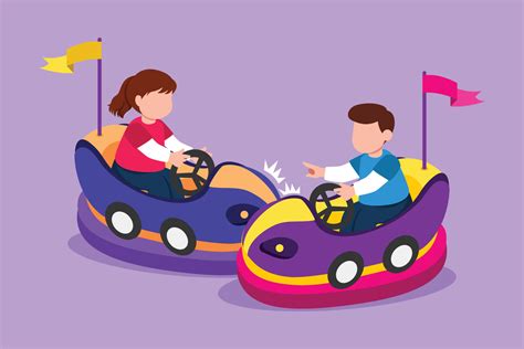 Gráfico Plano Diseño Dibujo Alegre Niños Conducción Parachoque Coche